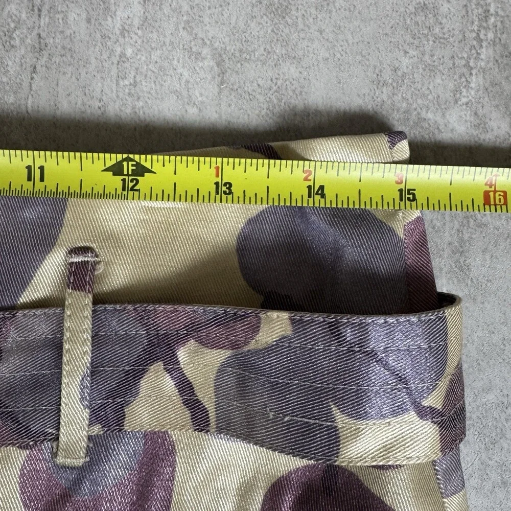 Y2K Belted A-Line Wrap Skirt‎ Satin Botanical Button Front EU 36 Jacquard